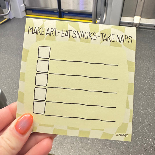 make art, eat snacks, take naps notepad