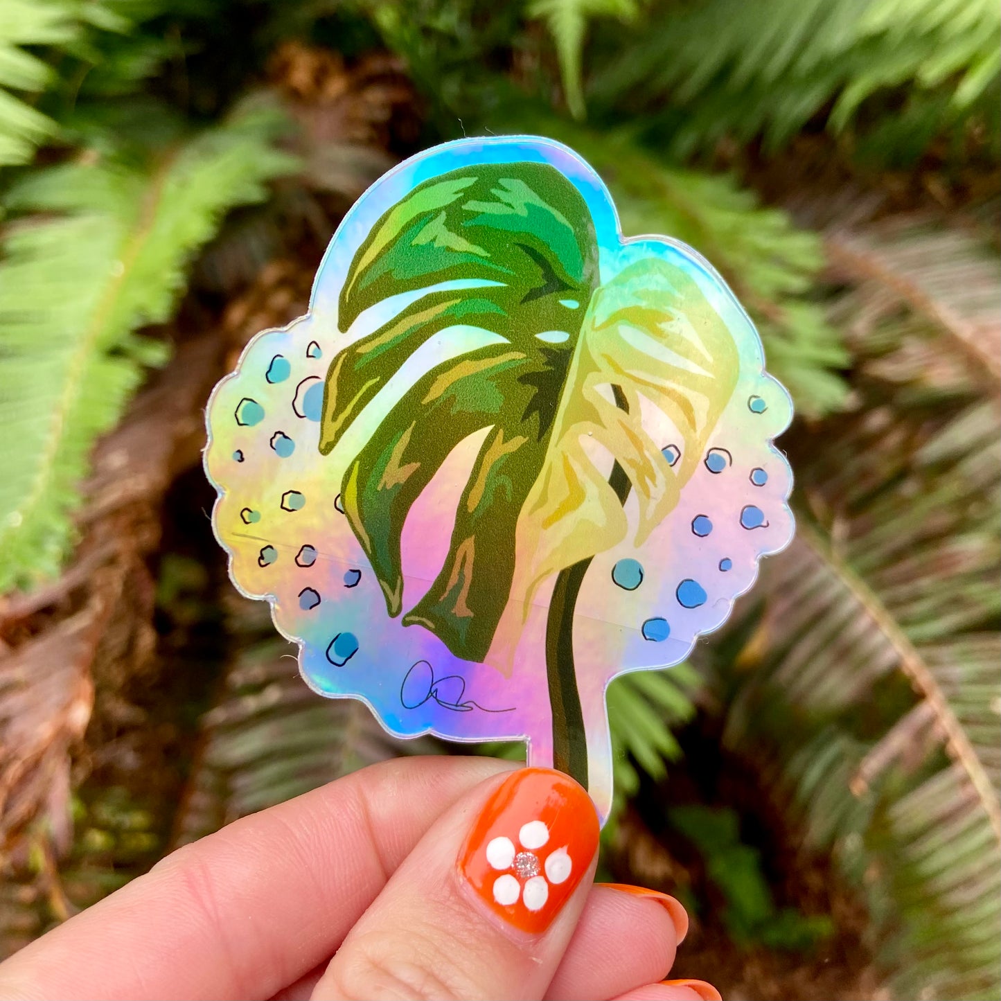 monstera holographic sticker