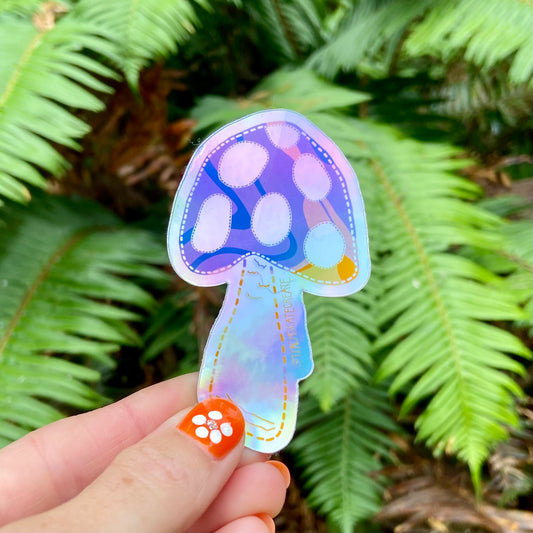 tie-dye shroom holo sticker